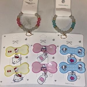 Take All Two Hello Kitty Bracelets And Six Hello Kitty hair Clips